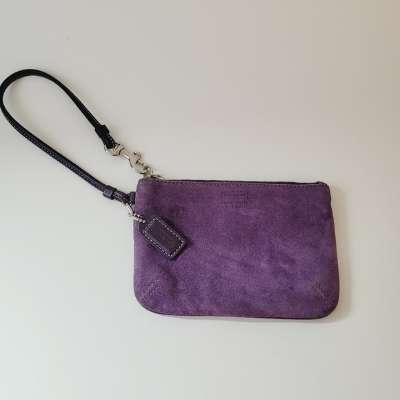 Coach Purple Plum Suede Wristlet Clutch